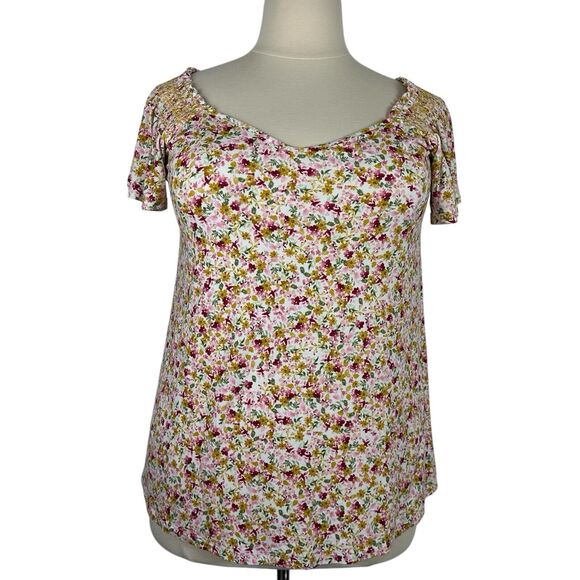 torrid Tops - Torrid Top Women Size 1X Super Soft Smocked Flutter Sleeve Floral Cottagecore